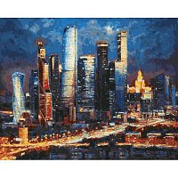 Картина по номерам Белоснежка: Вечерние огни Москва Сити